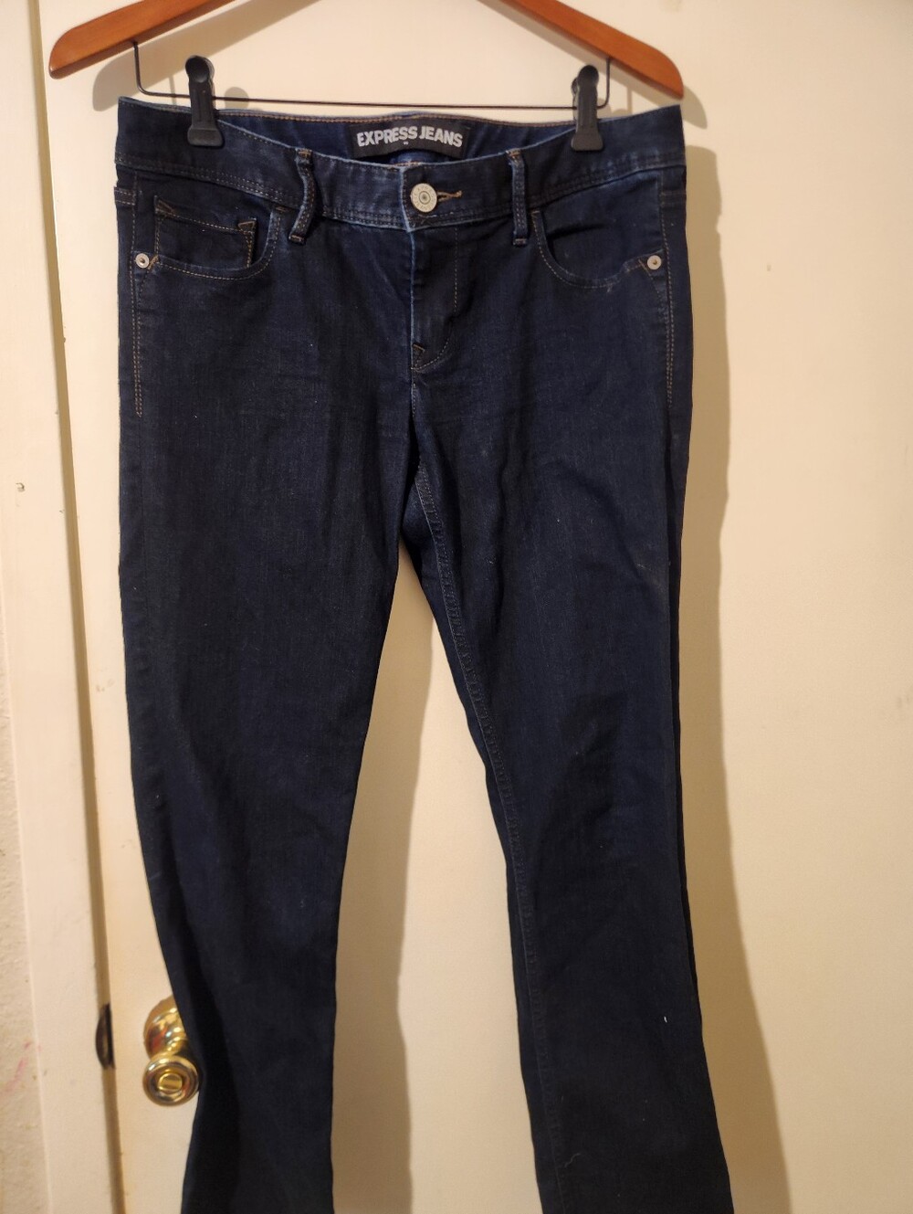 Express Women's Dark Blue Cropped Skinny Stella-Low Rise Jeans Sz 8